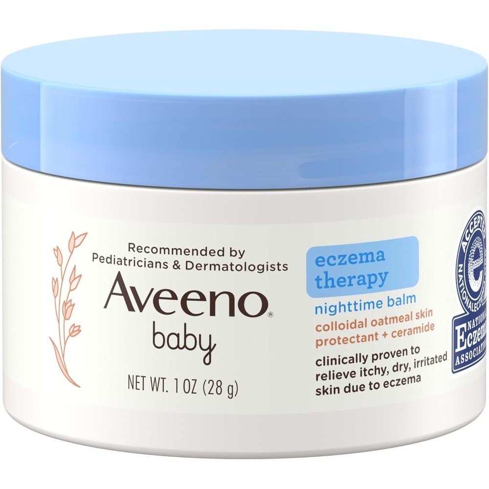 Aveeno Baby Eczema Therapy Nighttime Moisturizing Balm front view travel size