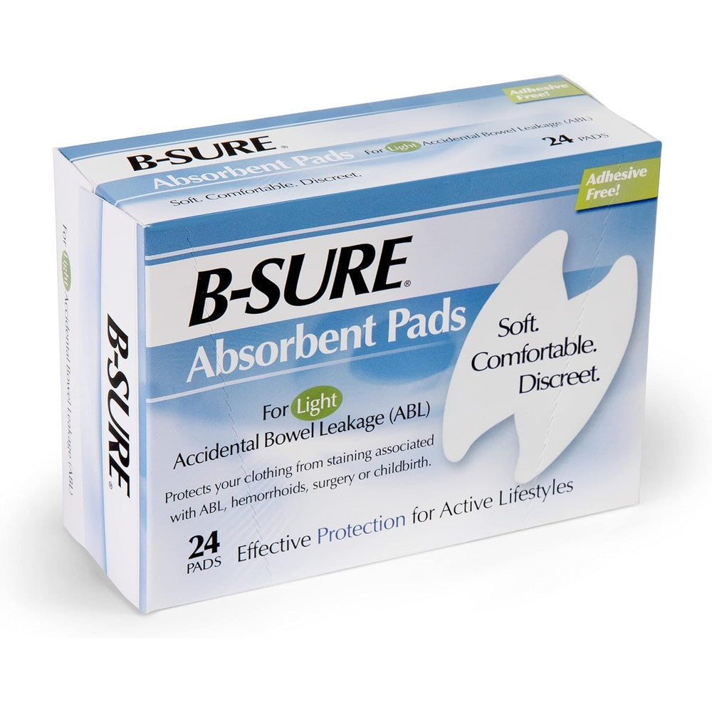 Birchwood Laboratories B-Sure Anal Leakage Pads front view packaging for bowel incontinence