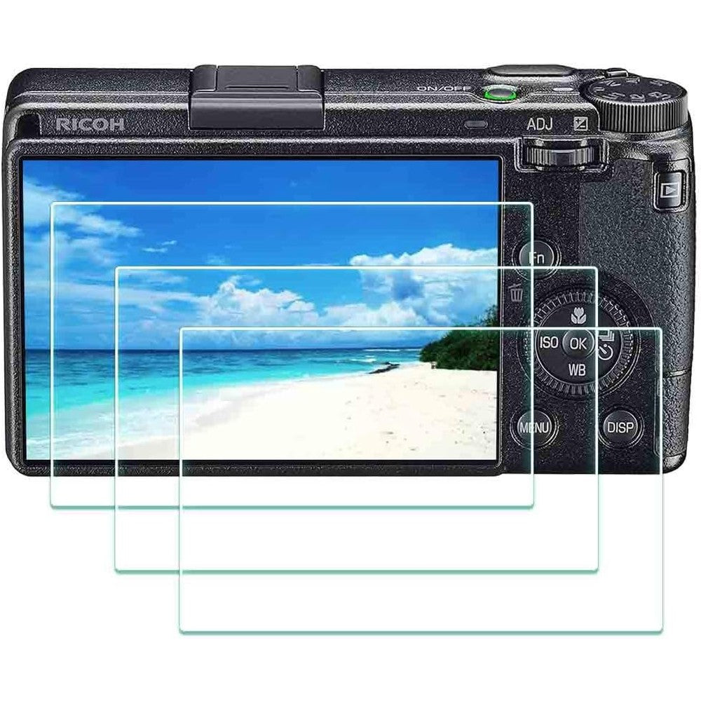 ULBTER tempered glass screen protector three pack front view on camera