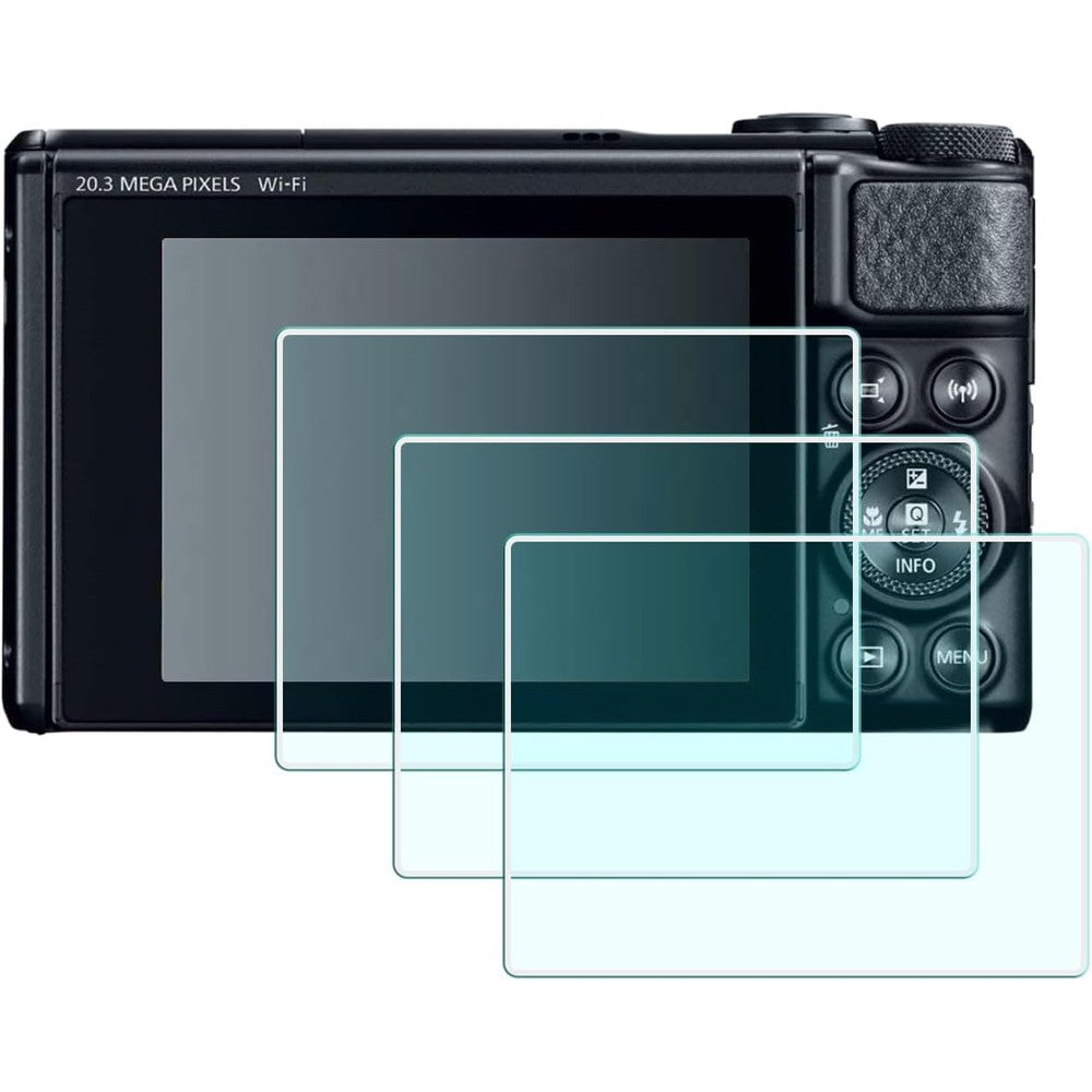 HUIPUXIANG tempered glass camera screen protector front view installed on a compact digital camera display