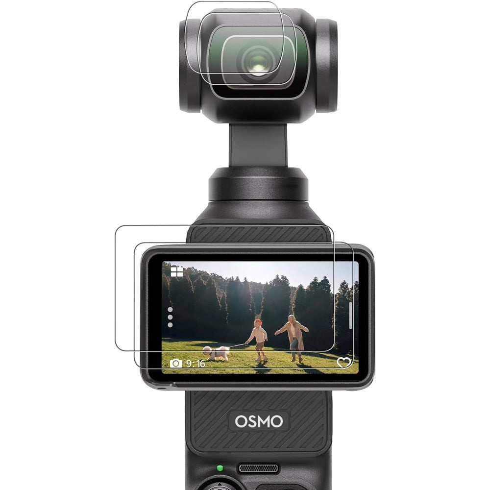 CYNOVA DJI Osmo Pocket 3 Screen Protector kit front view showing tempered glass film pieces.