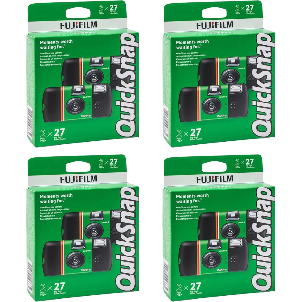 Fujifilm QuickSnap Flash 400 disposable camera 8 pack front view showing retail packaging.