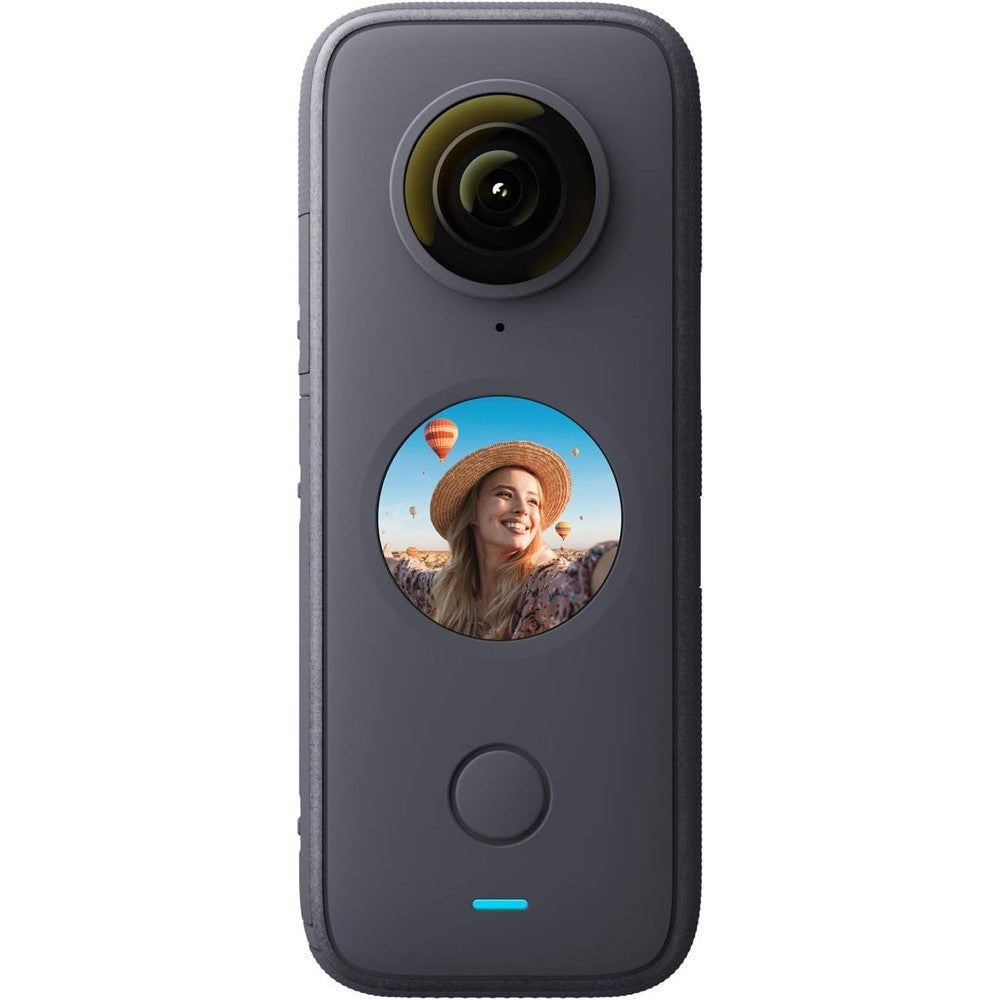 Insta360 ONE X2 360 Degree Waterproof Action Camera front view highlighting the circular touch screen display
