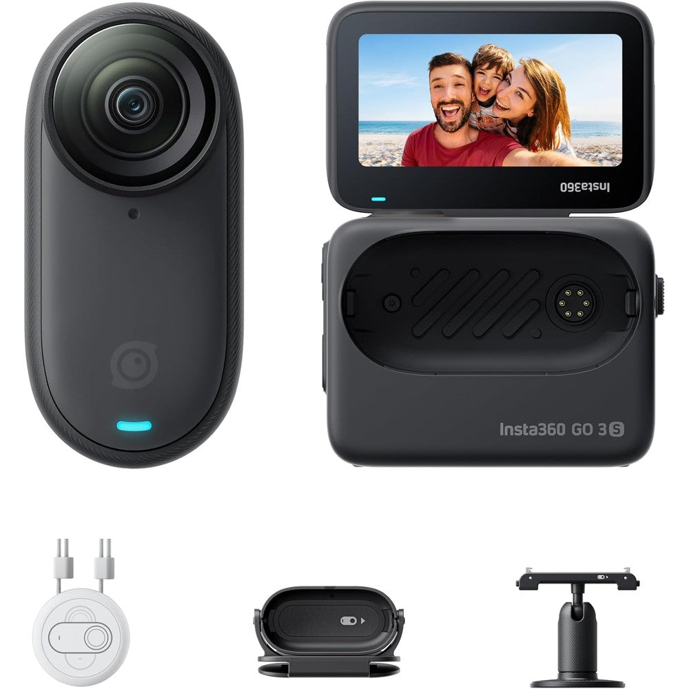 Insta360 GO 3S 128GB Black front view showing thumb camera inside action pod
