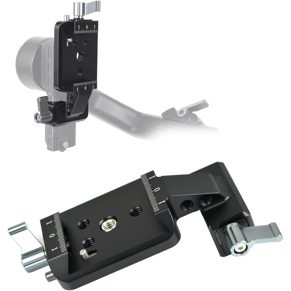 KOQINVIZ vertical camera mount front view installed on professional stabilizer arm.