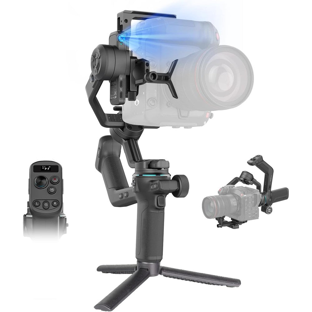 FeiyuTech SCORP-C2 3-Axis Gimbal Stabilizer front view demonstrating professional camera balancing
