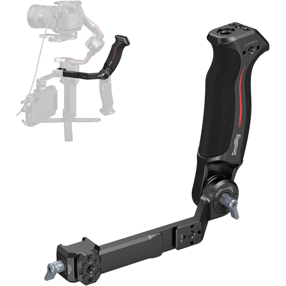 SmallRig sling handle gimbal handgrip front view attached to stabilizer