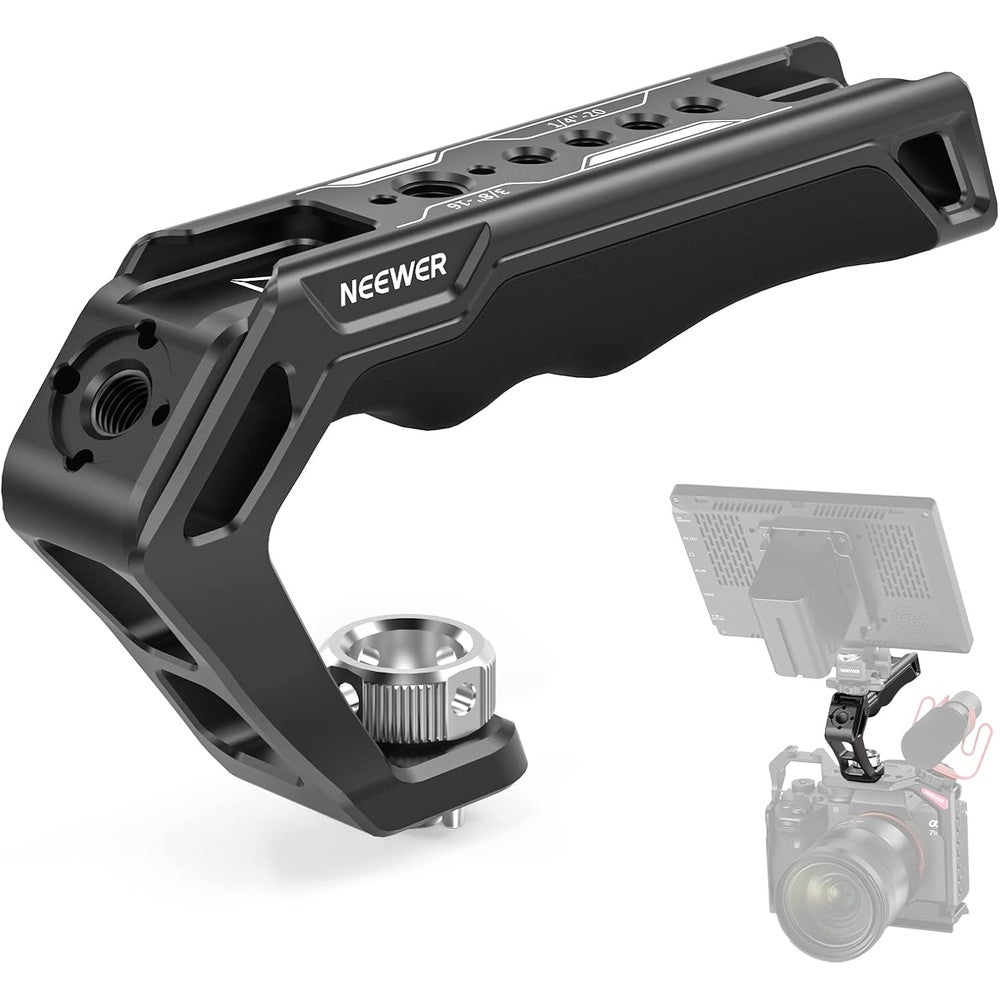 Neewer Camera Top Handle With 3/8 Inch ARRI Locating Pins And Comfort Silicone Grip For Video Rig Camera Cages Model CA007