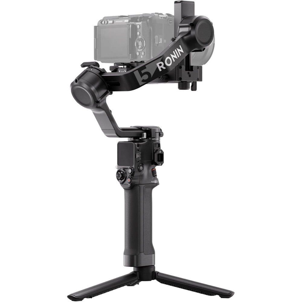 DJI RS 5 camera gimbal stabilizer front view showing premium design