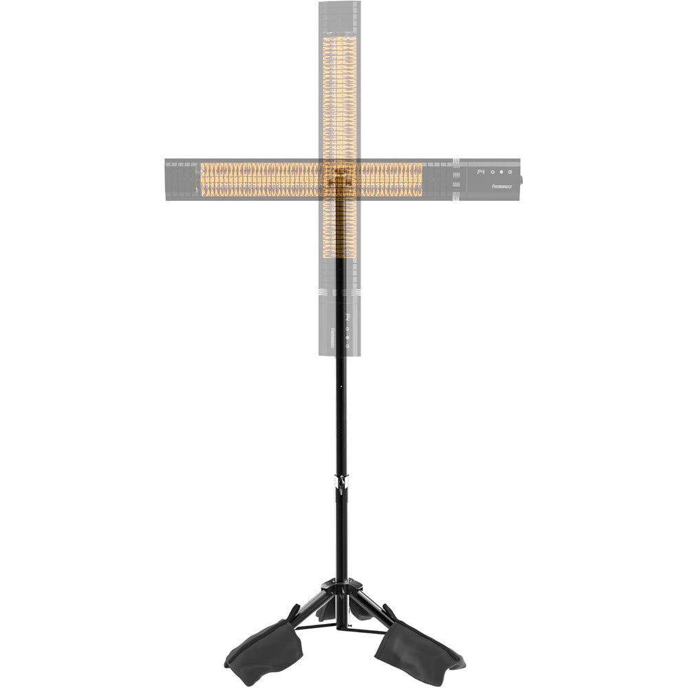 PowerScale adjustable multifunctional tripod stand front view showing the extendable black steel frame.