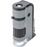 Carson MicroFlip 100x-250x pocket microscope front view showing zoom controls