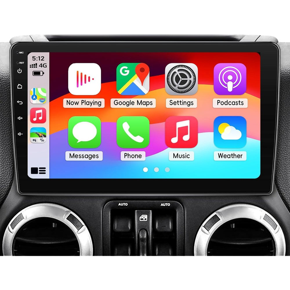 Kobanoica Jeep Wrangler JK Android 13 stereo front view touchscreen display.