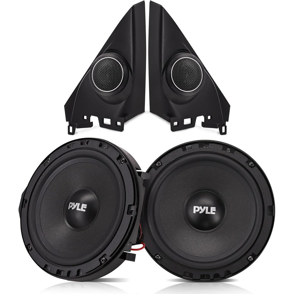 Pyle two way component speaker system front view showing woofers and tweeters for Honda Civic car audio upgrade