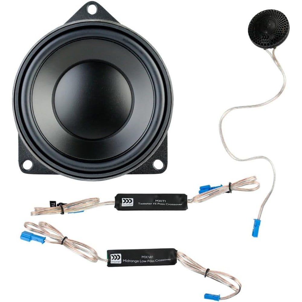 Morel IR-BMW42-CTR center channel speaker front view showing the premium four inch point source design for BMW upgrades.