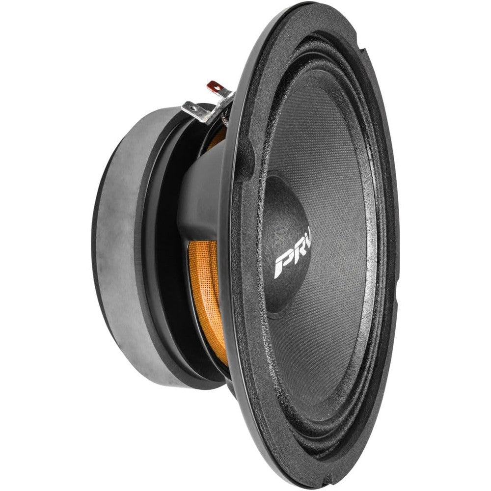PRV Audio 6.5 inch midbass speaker front view showing the natural paper cone and double roll surround.