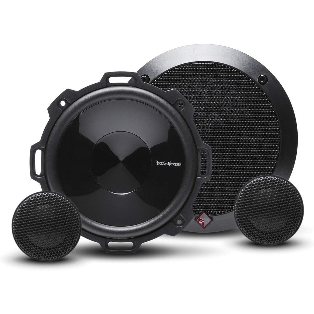 Rockford Fosgate Punch P152-S component speaker system front view with grilles on a white background.