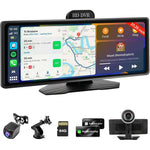 Haudio Wireless CarPlay Screen 10.26 inch portable dashboard monitor front view showcasing smart user interface mapping