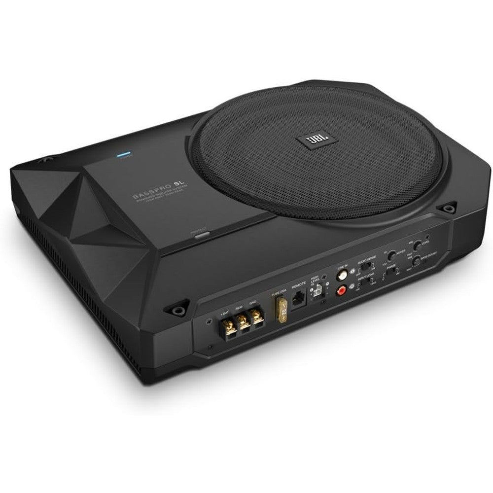 JBL BassPro SL 8-inch 125W RMS Powered Under-Seat Compact Subwoofer Enclosure System (250 watts RMS: 125 watts), Black