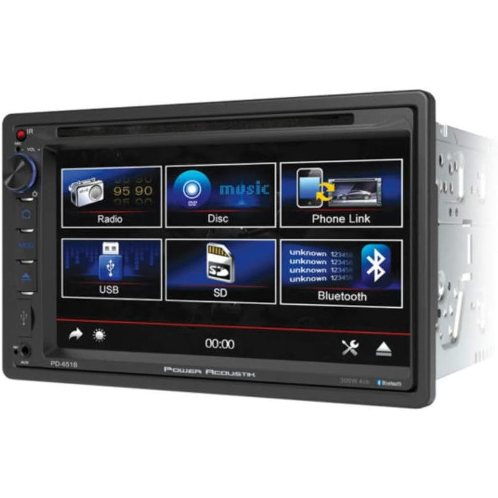 Power Acoustik PD-651B double din car touchscreen receiver front view display panel