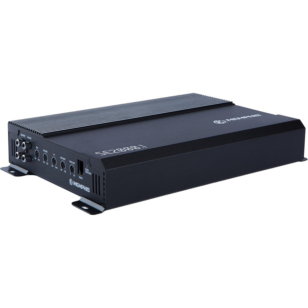 Memphis Audio Street Edge 2000W Monoblock Car Amplifier front view showcasing the aluminum heatsink design.
