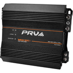 PRV Audio MDX1800.1 1 Ohm Mini Car Audio Amplifier front view highlighting the compact black heatsink design.