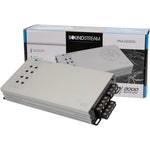 Soundstream Picasso Nano PN4.2000DX compact 4 channel car amplifier front view showcasing sleek black chassis design.