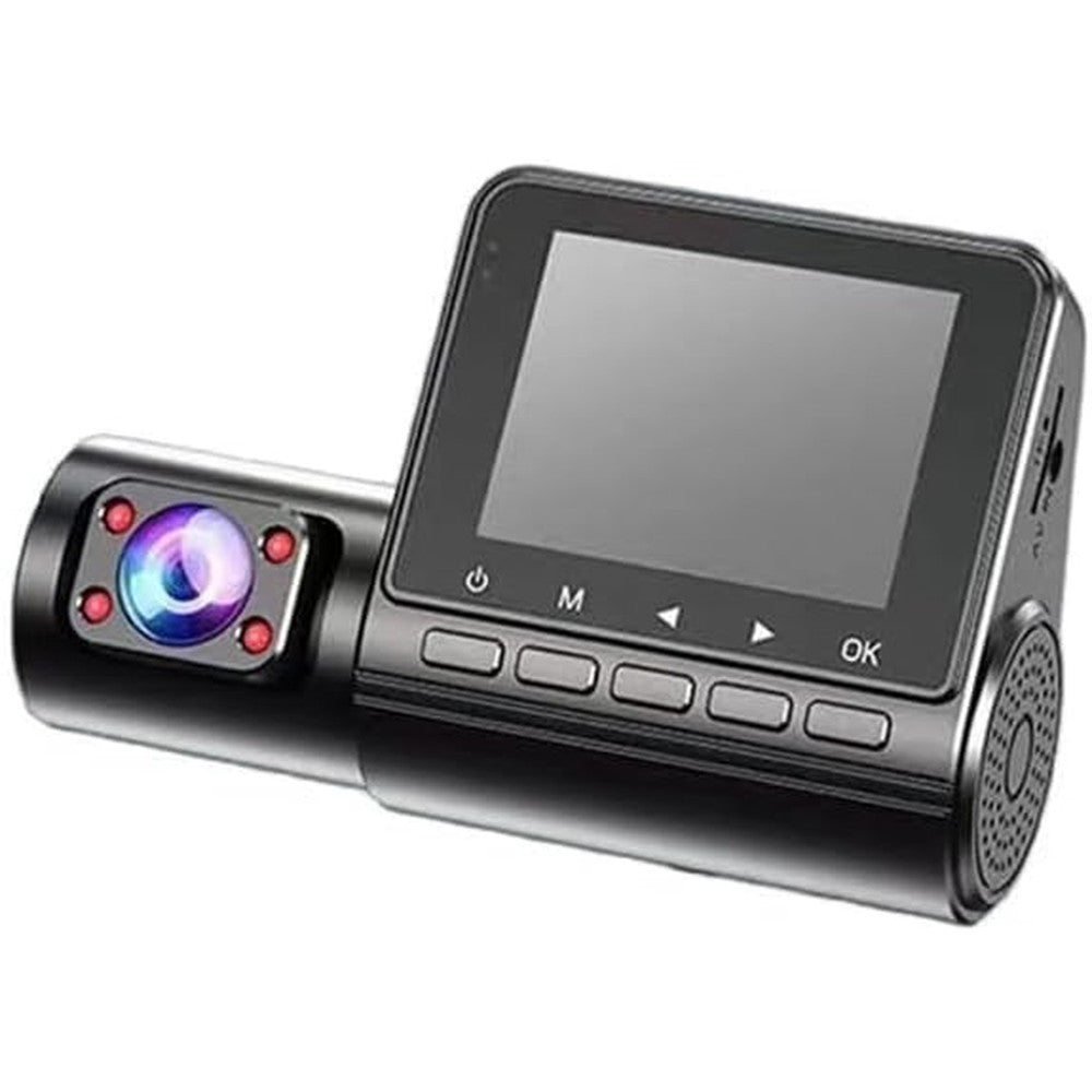 Seachem dual lens car dash cam front view showing screen