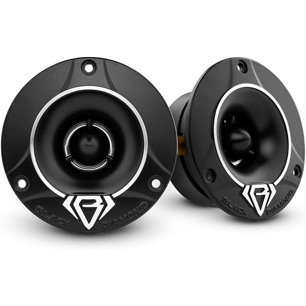 Black Diamond Dia-T1 1 inch super bullet tweeters front view showing aluminum frame and bullet dust cover.