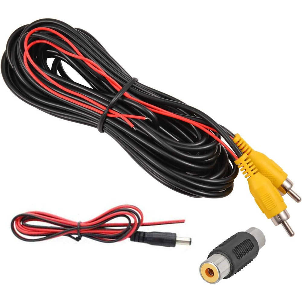 DALLUX backup camera RCA video cable front view of the complete 6 meter kit packaging.