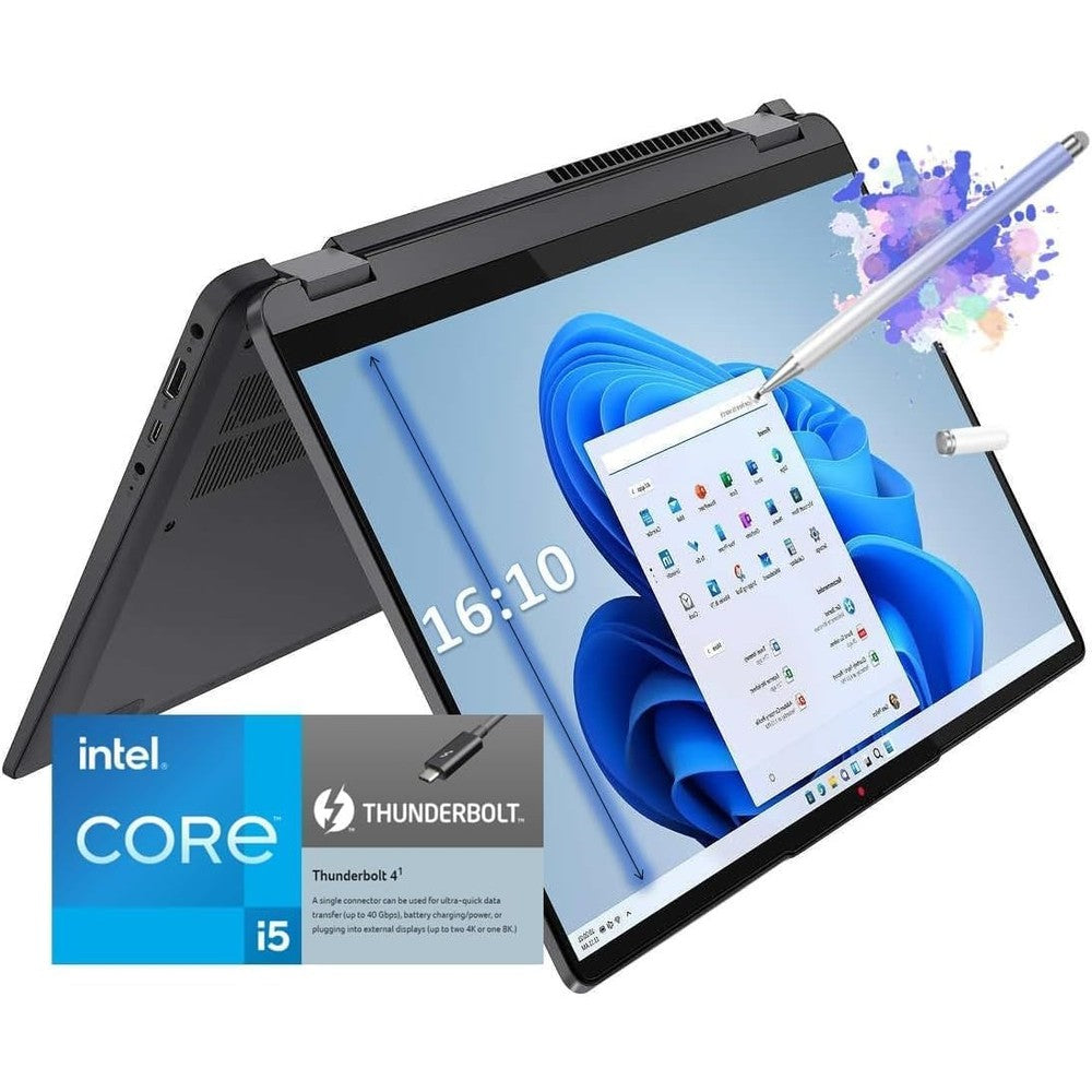 Lenovo IdeaPad Flex 5i 2-in-1 touchscreen laptop front view showing vivid display screen.
