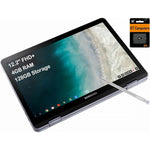 Samsung Chromebook Plus V2 360 touchscreen laptop front view showing the crisp display panel.
