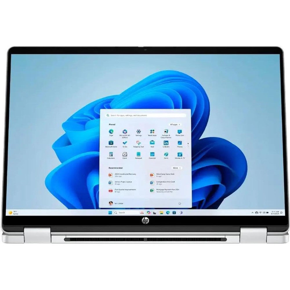 HP OmniBook 5 Flip 2-in-1 laptop front view showing the 14-inch touchscreen display panel.