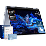 Dell Inspiron 14 2-in-1 touchscreen laptop front view showing Windows 11 Pro interface.