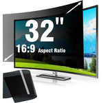 ZpTsarinal 32 Inch Computer Monitor Privacy Screen Filter showing front view transparency and blacked out side view angles