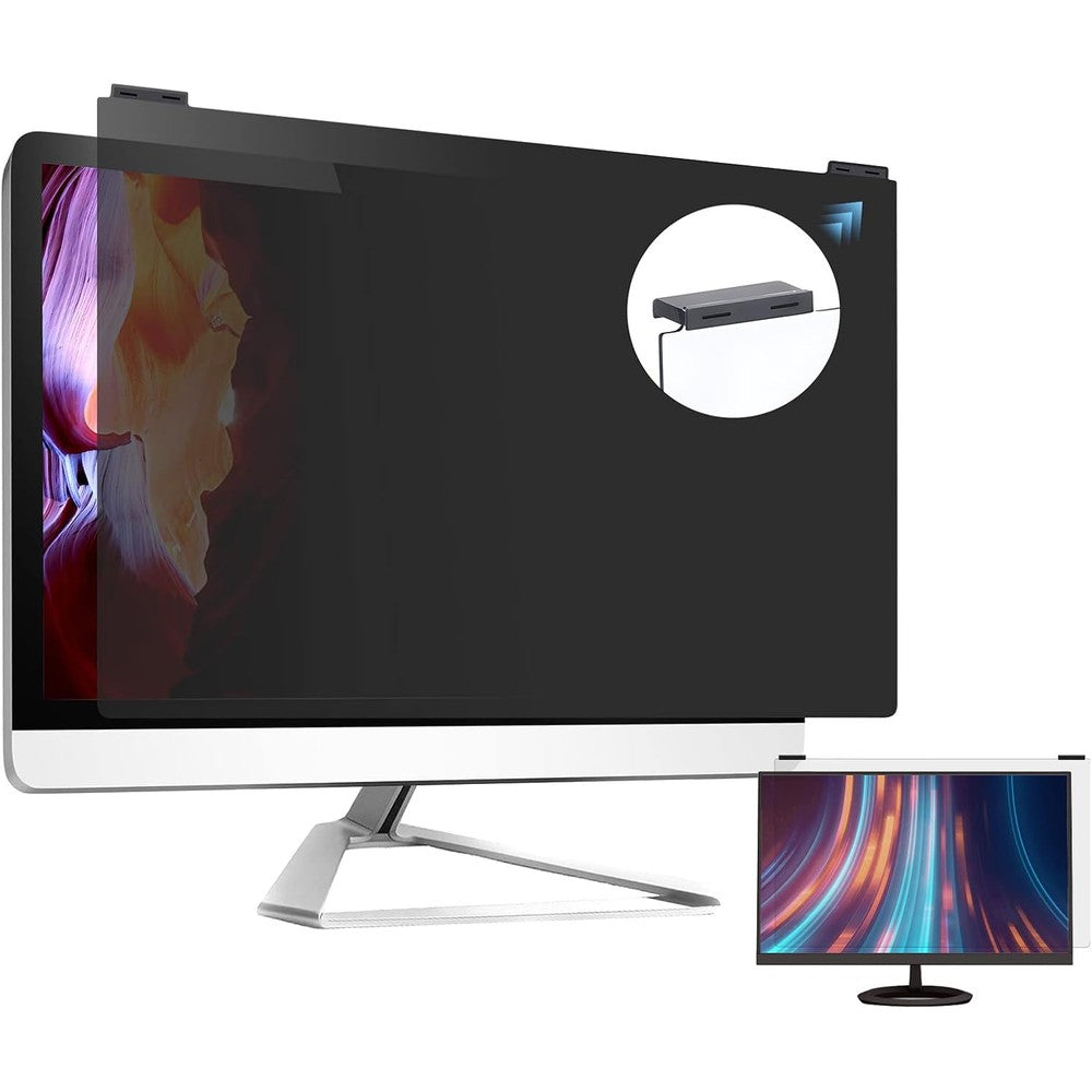 Verponity computer privacy screen filter front view on desktop monitor