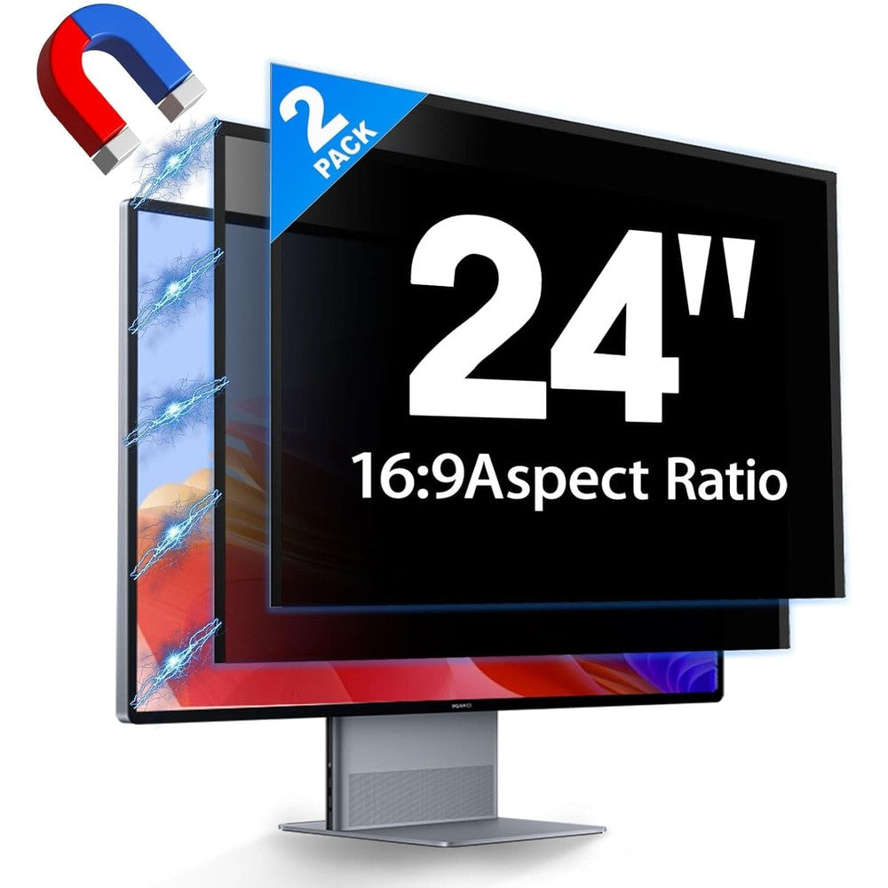 Jeapka magnetic computer privacy screen 24 inch front view on a frameless office monitor