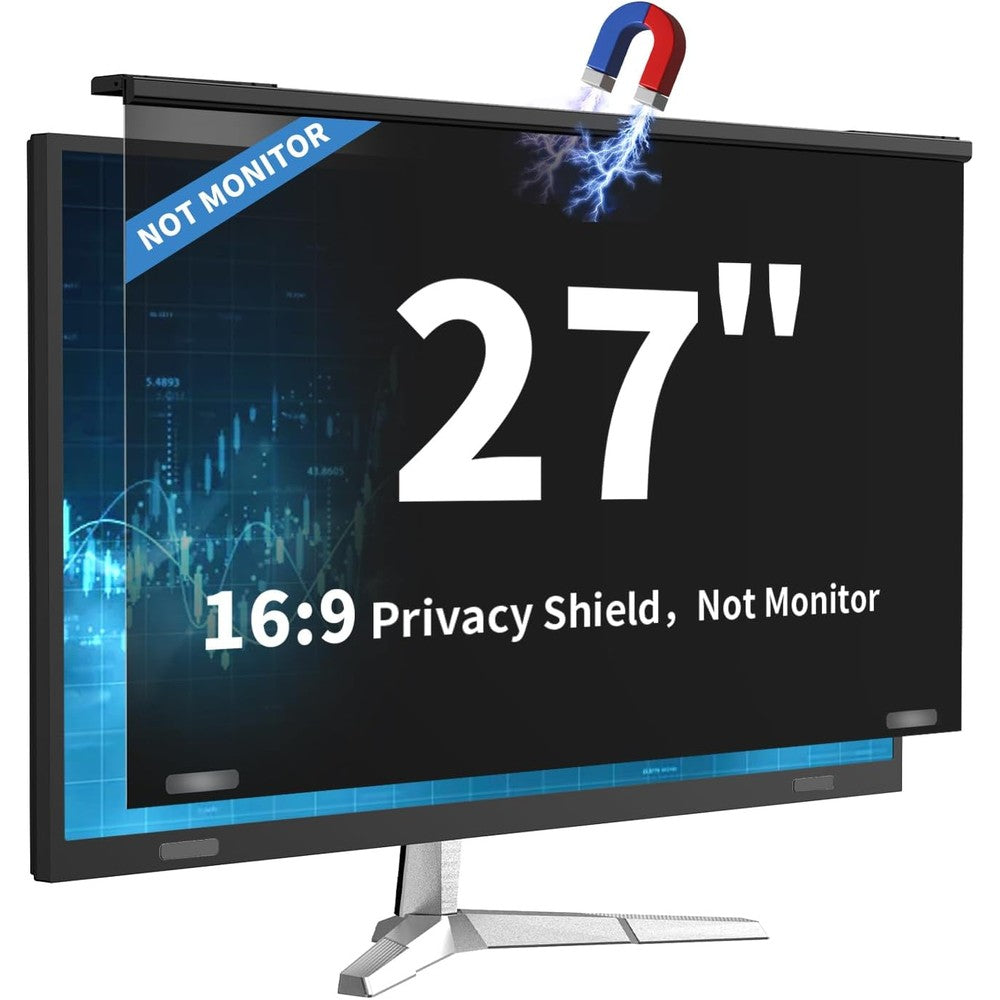 DEJIMAX magnetic 27 inch computer privacy screen front view on widescreen monitor