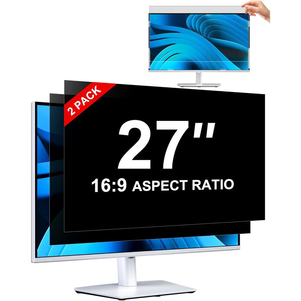 ZOEGAA 27 inch computer monitor privacy screen two pack front view on desktop display