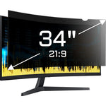 ZYY 34 inch computer privacy screen filter front view on an ultrawide desktop monitor