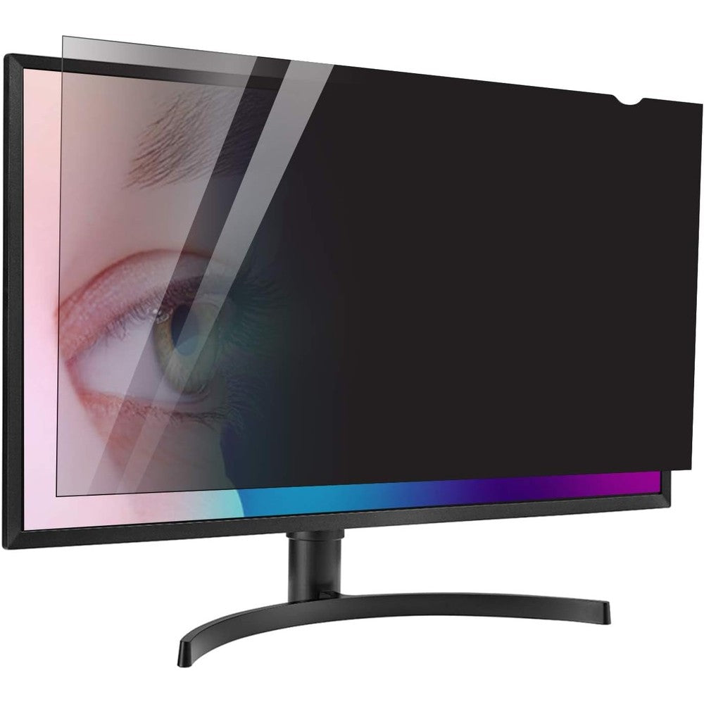 GUMIKE 24 inch computer privacy screen filter installed on a widescreen desktop monitor front view