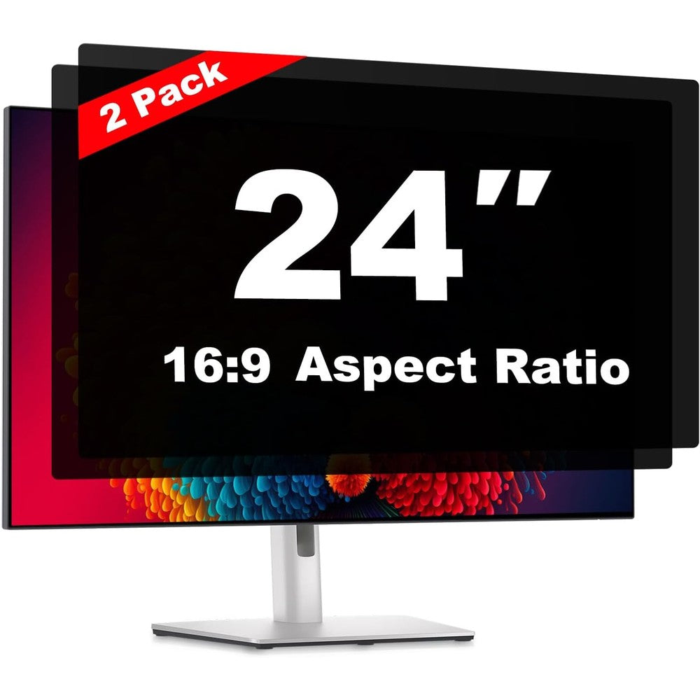 Pozlle 24 inch computer privacy screen shield front view on widescreen desktop monitor