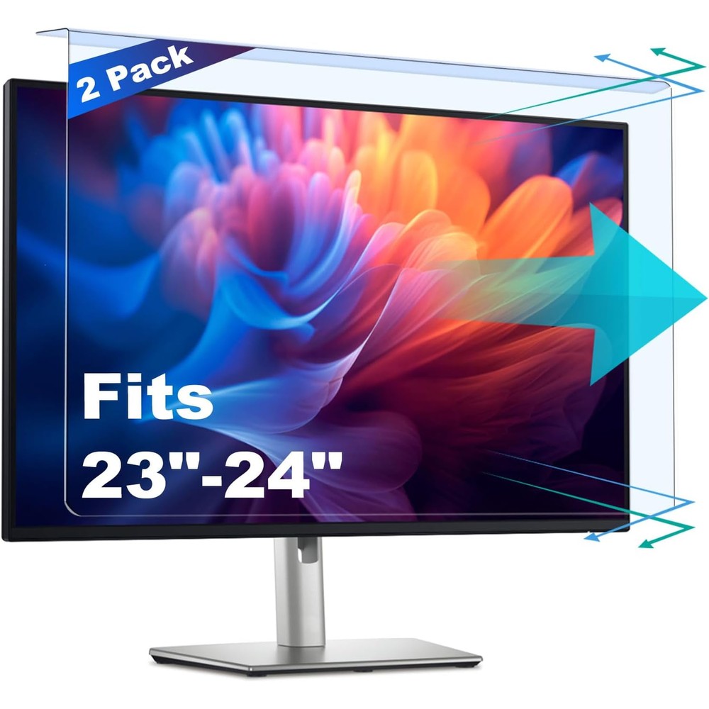 Pozlle 2 Pack Anti Blue Light And Anti Scratch Screen Protector Shield For 23 To 24 Inches Desktop Computer Monitor Hanging Block Filter Panel - Image 1