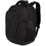 SwissGear 5358 Travel Tech Elite laptop backpack front view showing premium black ballistic fabric and professional tech design