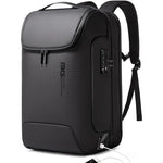 BANGE Men's Anti-Theft Waterproof Travel Laptop Backpack front view in black