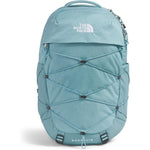 The North Face Women's Borealis Backpack in Blue Eclipse front view showcasing the external bungee system.