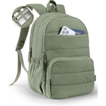 Uselike quilted travel backpack for women front view in olive green