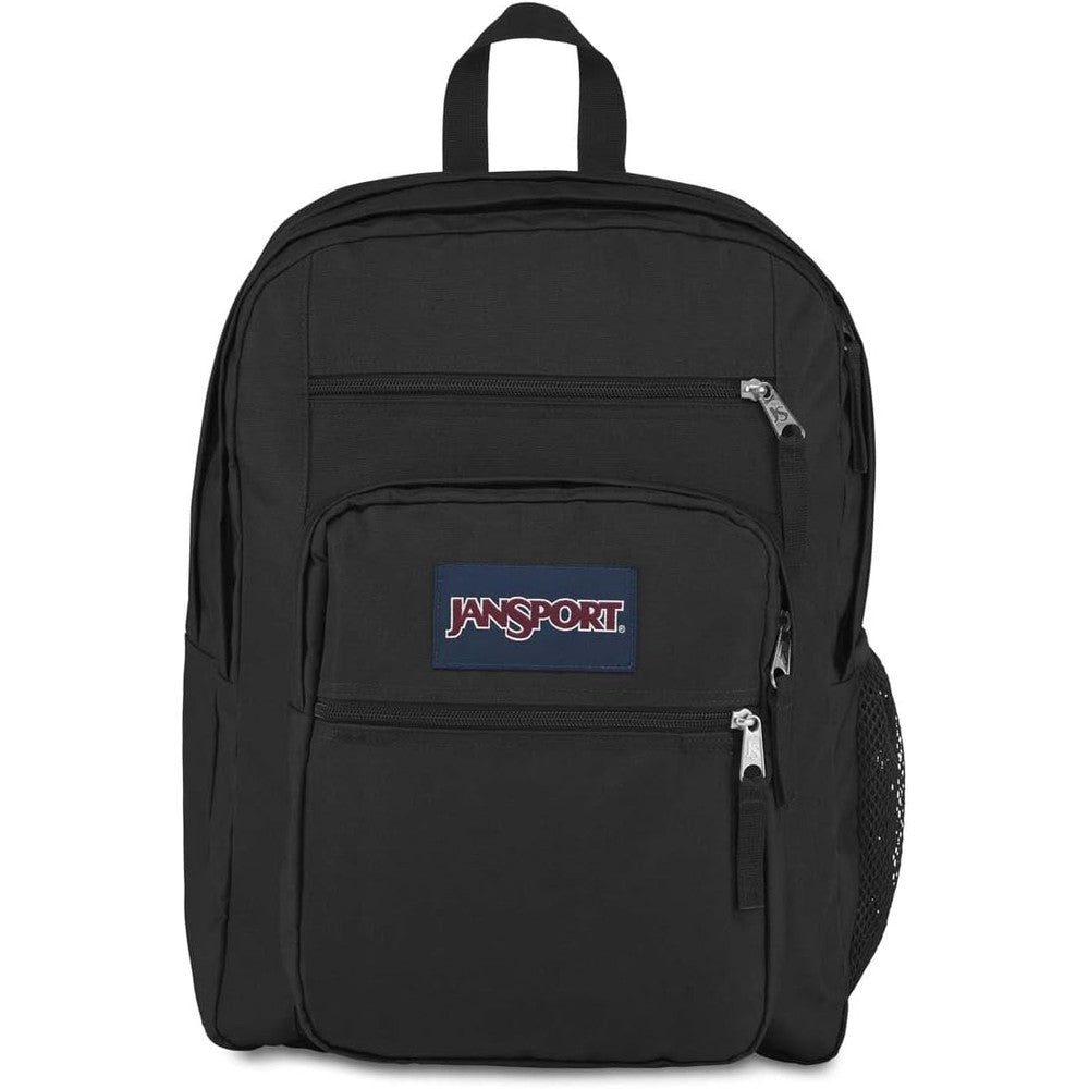 JanSport Big Student laptop backpack front view in black color