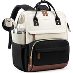 LOVEVOOK laptop backpack for women front view in nude color showcasing the structured wide opening design.