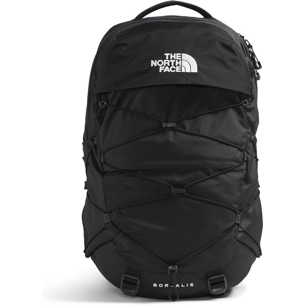 The North Face Borealis commuter laptop backpack front view in black.