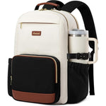 LOVEVOOK laptop backpack for women front view in beige black and brown styling